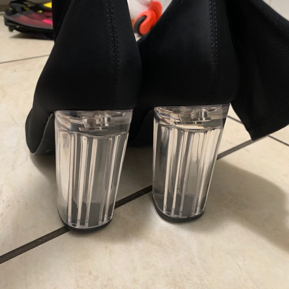 Black Chunky Clear Booties